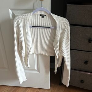Ivory Ribbed Cropped Sweater